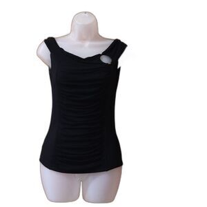 Arden B Black Rouched Going Out Top Blouse Y2K NWT LG